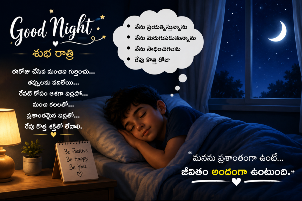 Good night quotes in telugu 2026